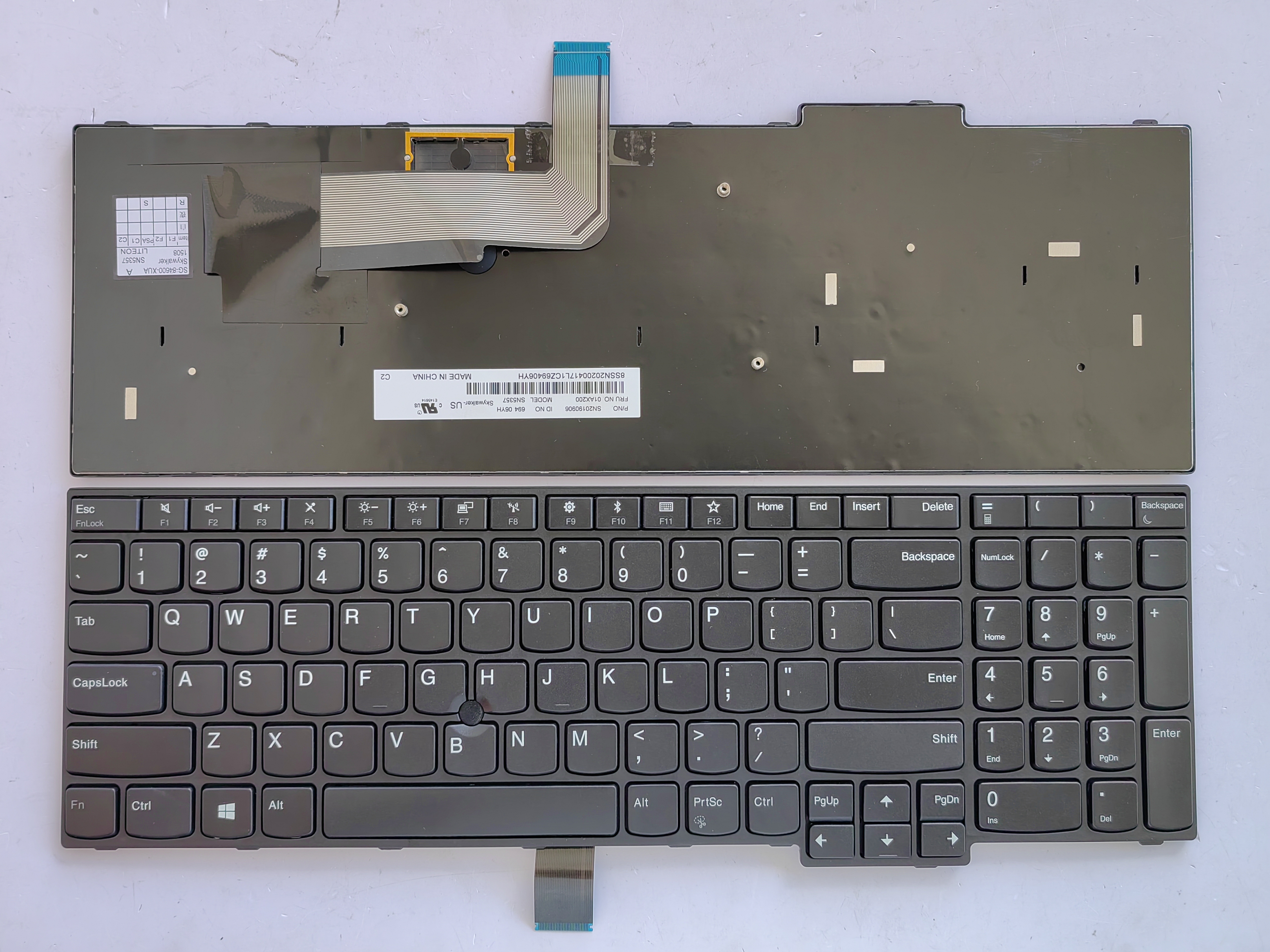 Picture of New Replacement Laptop Keyboard For IBM E570/E570C/E575 BLACK FRAME BLACK With hole (OEM) US Layout